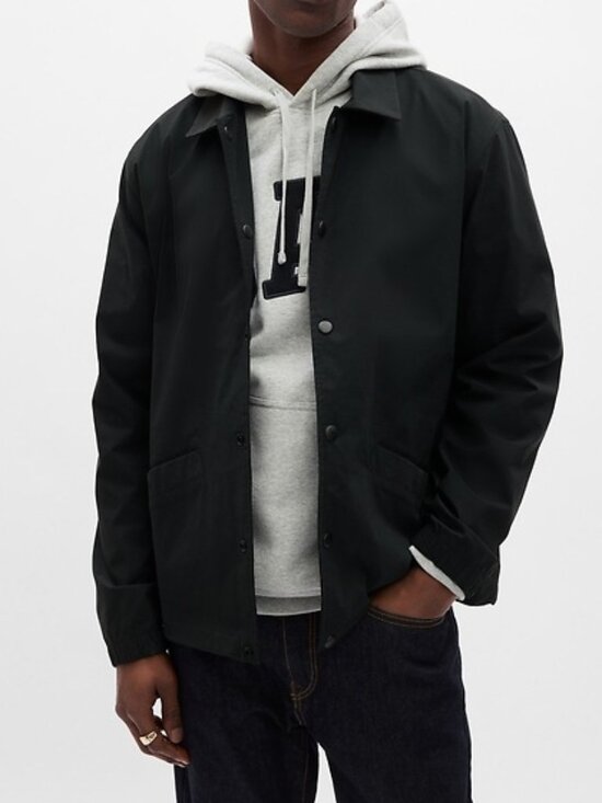 GAP Other - Gap Fit Men's Coach Button Down Jacket in Moonless Night Black Athletic Size M